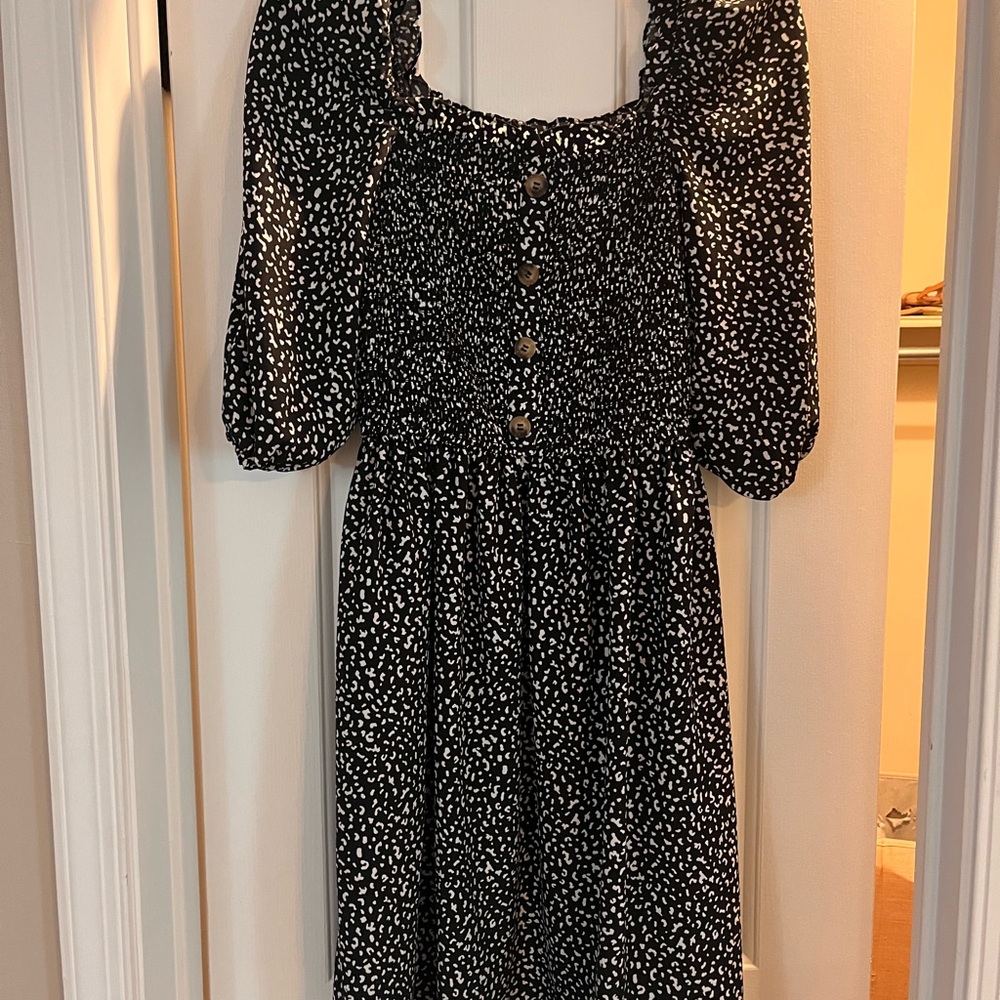 Lucy Avenue Leopard Print Midi Dress